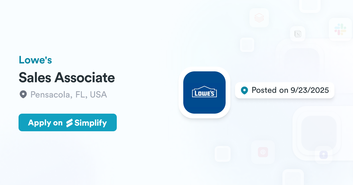 Sales Associate @ Lowe's | Simplify Jobs